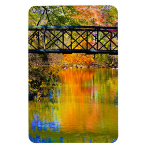 Magnet Flexible Scène D'Automne Avec Pont Piéton En Bois