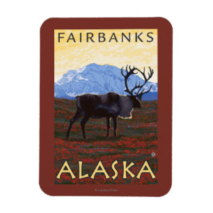 Magnet Flexible Scène de caribou - Fairbanks, Alaska