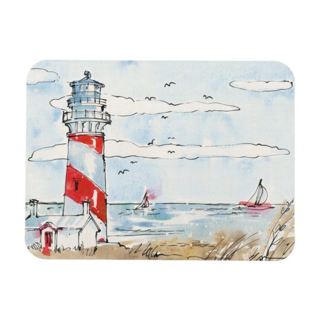Magnet Flexible Scène de phare rouge et blanc (Horizontal)