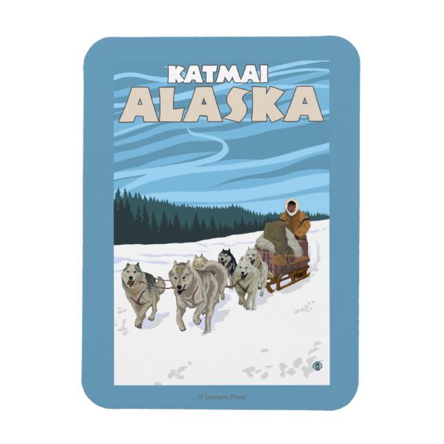 Magnet Flexible Scène de traînée de chien - Katmai, Alaska (Vertical)