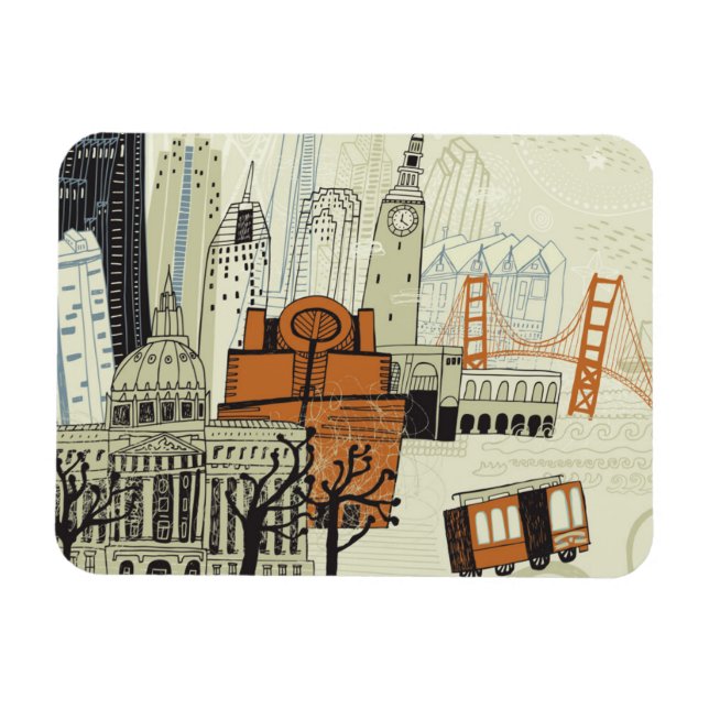 Magnet Flexible Scène Doodle San Francisco (Horizontal)