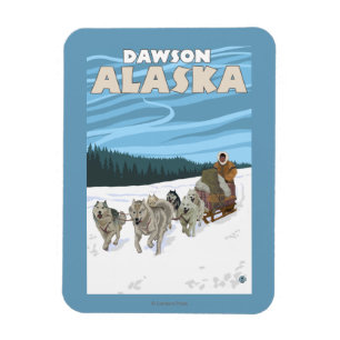 Magnet Flexible Scène Sledding de chien - Dawson, Alaska