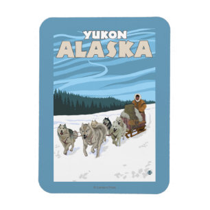 Magnet Flexible Scène Sledding de chien - le Yukon, Alaska