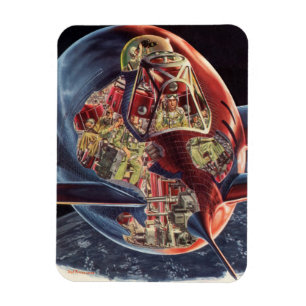 Magnet Flexible Science-fiction vintage Astronaute Fusée Vaisseau 