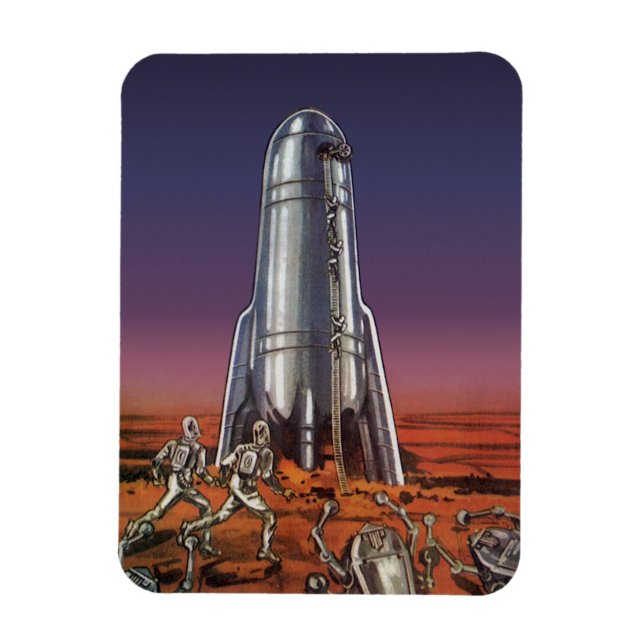Magnet Flexible Science-fiction vintage, astronautes extraterrestr (Vertical)
