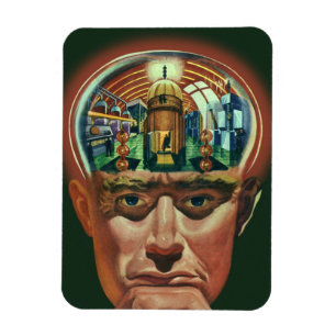 Magnet Flexible Science-fiction vintage, Cerveau Alien en laborato