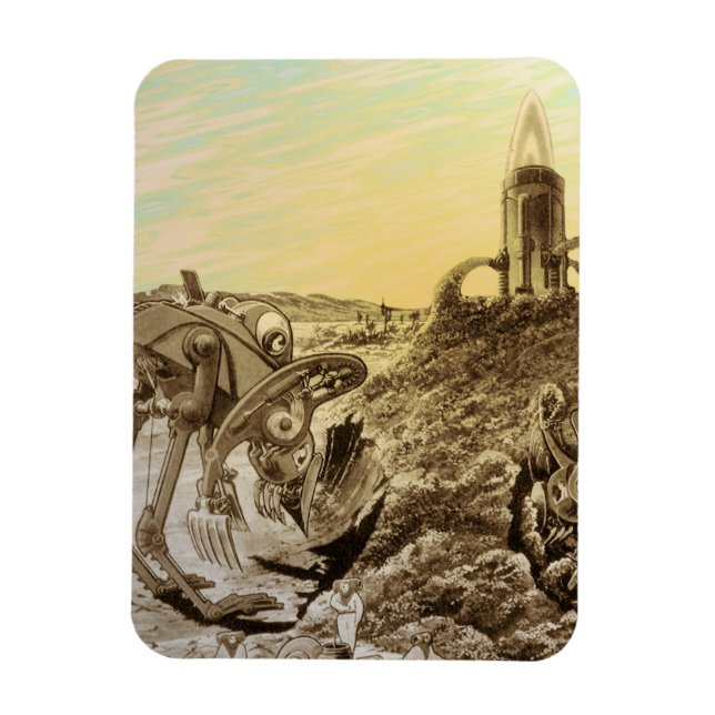 Magnet Flexible Science-fiction vintage : construction de planètes (Vertical)