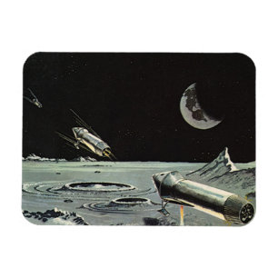 Magnet Flexible Science-fiction vintage, Fusées spatiales Lune Pla
