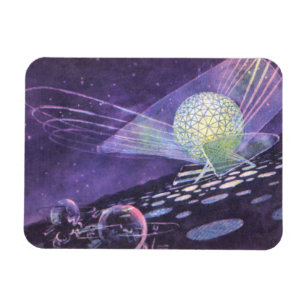 Magnet Flexible Science-fiction vintage, orbe brillante avec Alien