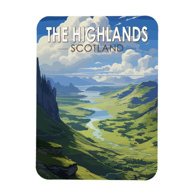 Magnet Flexible Scotland Highlands Scotland Travel Art Vintage (Vertical)