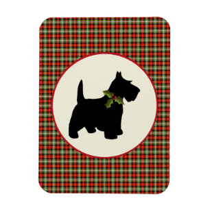 Magnet Flexible Scottie Chien Scotch Plaid Noël Holiday