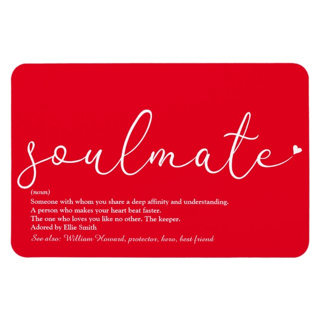 Magnet Flexible Script Amour Coeur Âme Soeur Définition Rouge (Horizontal)