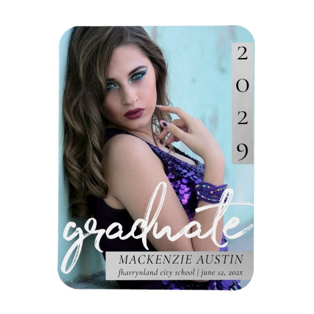 Magnet Flexible Script Blush Graduate | Faire-part photo rose (Vertical)