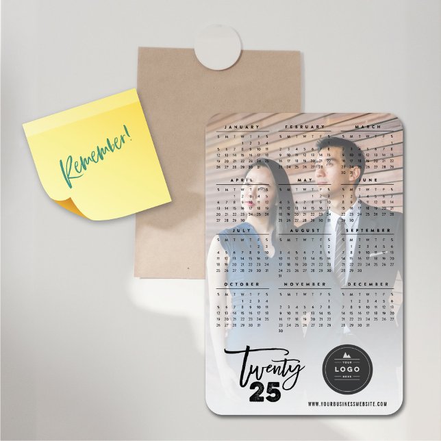 Magnet Flexible Script de brosse moderne 2023 Calendrier photo de  (Modern Brush Script 2025 Calendar Holiday Photo Flexible Magnet @ fat_fa_tin)