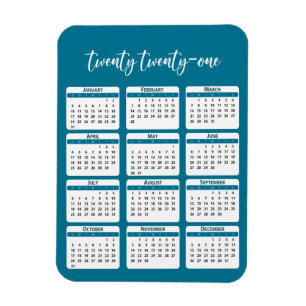 Magnet Flexible Script de calendrier annuel 2021