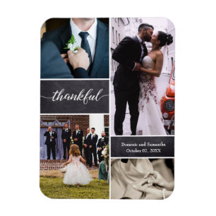 Magnet Flexible Script de remerciement Rustic Mariage Photo Collag