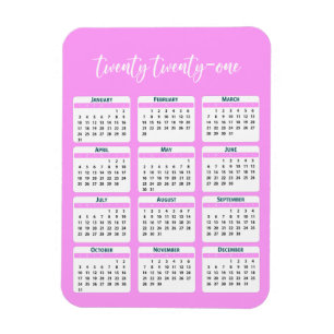 Magnet Flexible Script du calendrier de l'année complète 2021