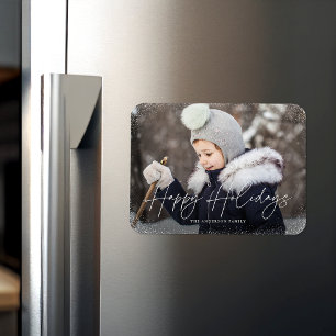 Magnet Flexible Script Moderne de Joyeuses Fêtes Flocons de Neige