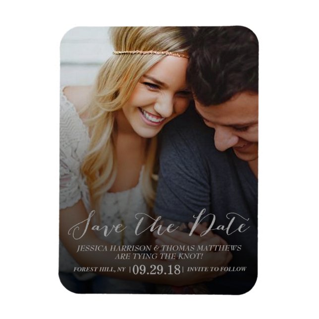 Magnet Flexible Script moderne | Photo Personnalisée Enregistrer L (Vertical)