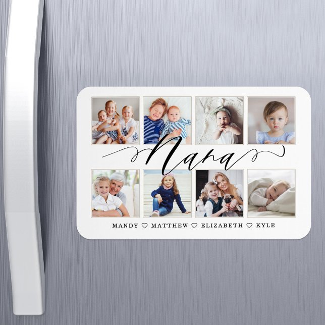 Magnet Flexible Script Nana moderne | Collage photo pour petits en (Modern Nana Script | Grandchildren Photo Collage Magnet)