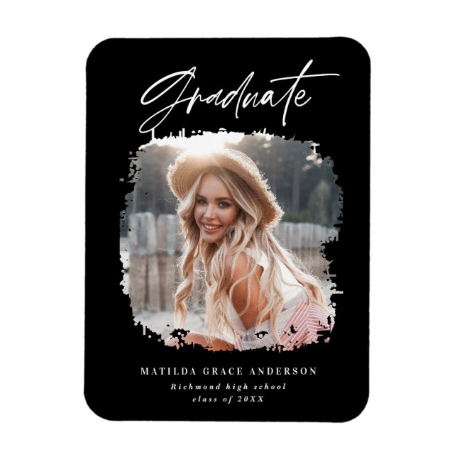 Magnet Flexible Script photo moderne graduation noir et blanc (Vertical)