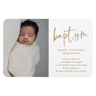 Magnet Flexible Script Religious Baptism & Christening Invitation