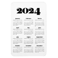 Plaque Aimantée Effaçable Calendrier 2024 2025 noir et blanc