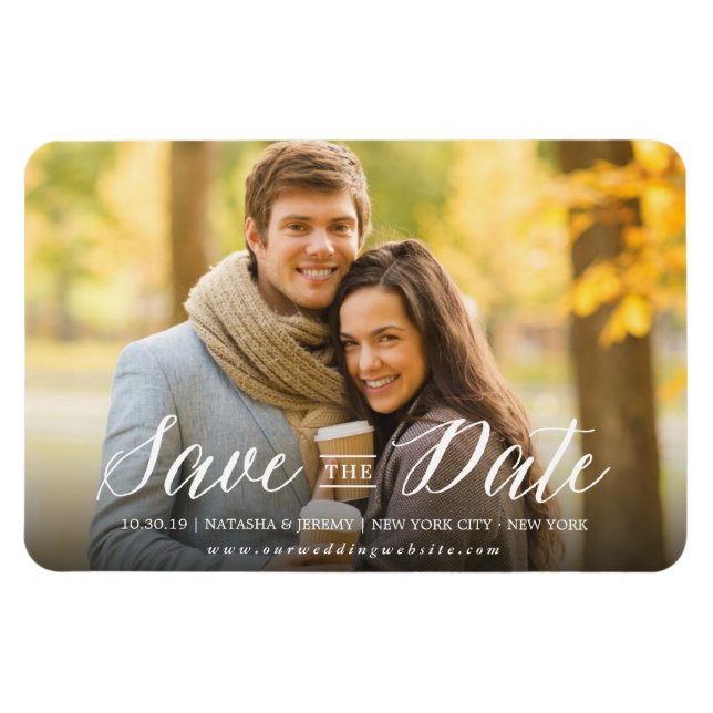 Magnet Flexible Script Simple Moderne Enregistrer La Date Photo Ma (Horizontal)