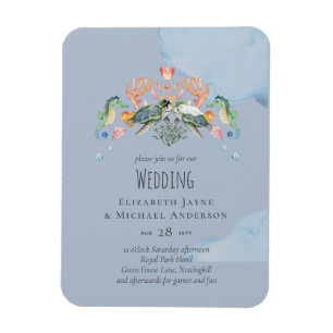 Magnet Flexible Sea Turtle Wedding Featuring Bride and Groom