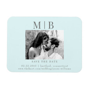 Magnet Flexible Seafoam B/W Couple Photo Wedding Enregistrer la da