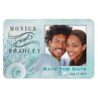 Seashell Dreams Beach Photo Save the Date aqua