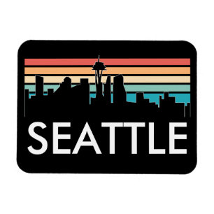 Magnet Flexible Seattle Washington Retro Sunset Skyline tendance