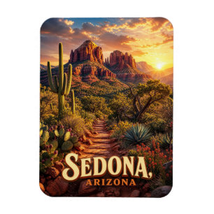 Magnet Flexible Sedona Arizona Coucher de Soleil Roche Rouge Déser