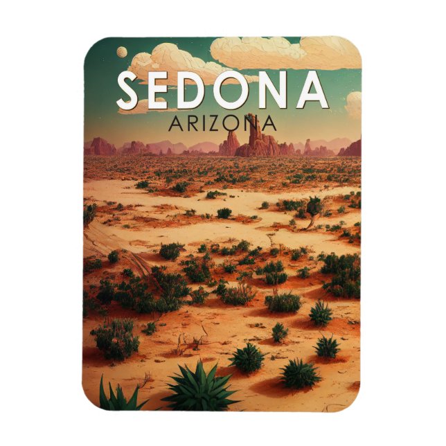 Magnet Flexible Sedona Arizona Retro Travel Art Vintage (Vertical)