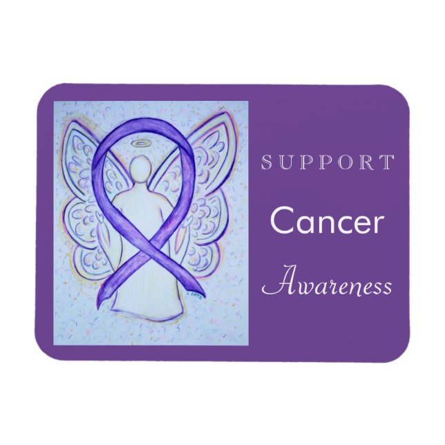 Magnet Flexible Sensibilisation au cancer Violet Ruban Angel magné (Horizontal)
