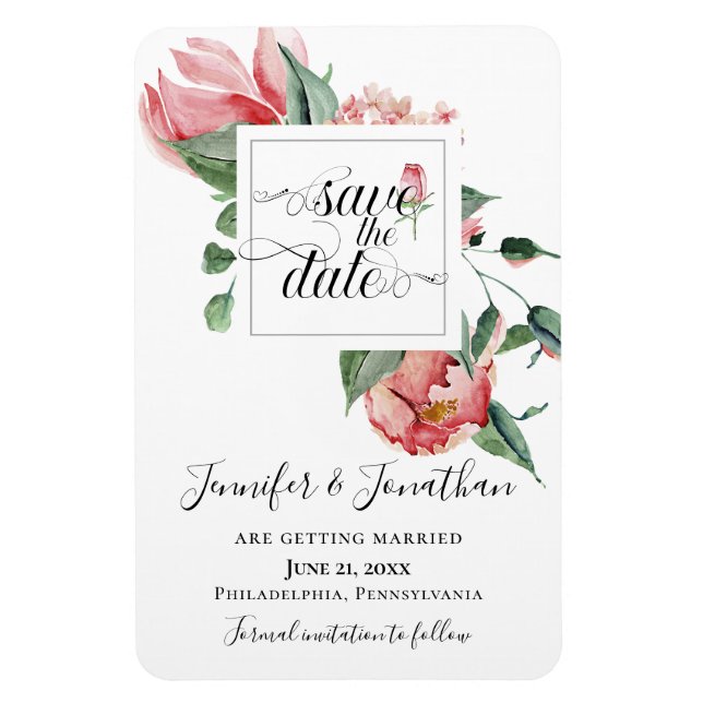 Magnet Flexible Sentez les Roses, enregistrez le Mariage de date (Vertical)
