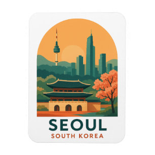 Magnet Flexible Séoul Corée du Sud - Art de voyage minimaliste vin