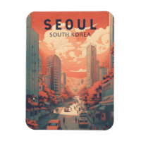 Séoul Corée du Sud Illustration Art Vintage