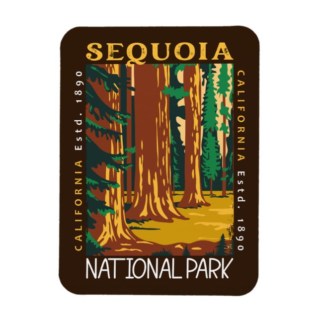 Magnet Flexible Sequoia National Park California Retro perturbé (Vertical)