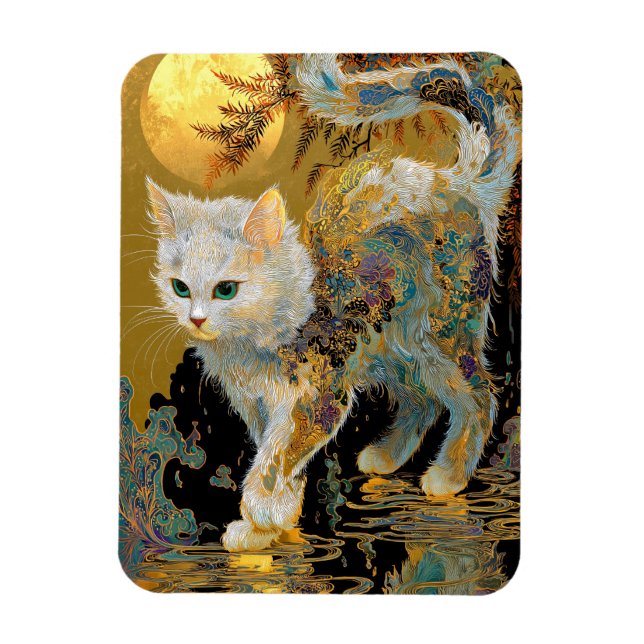 Magnet Flexible Serene Rinpa Cat | Zen or japonais (Vertical)