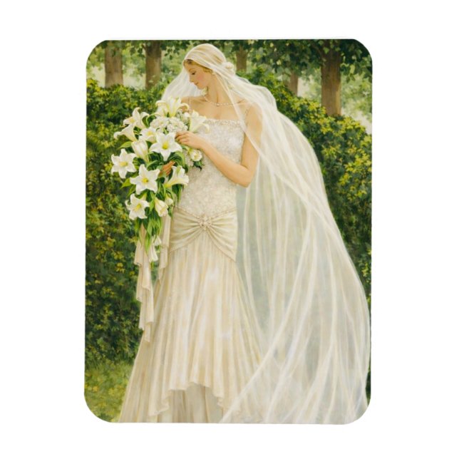 Magnet Flexible Serenity in Ivory: A Bride in a Garden Reverie (Vertical)