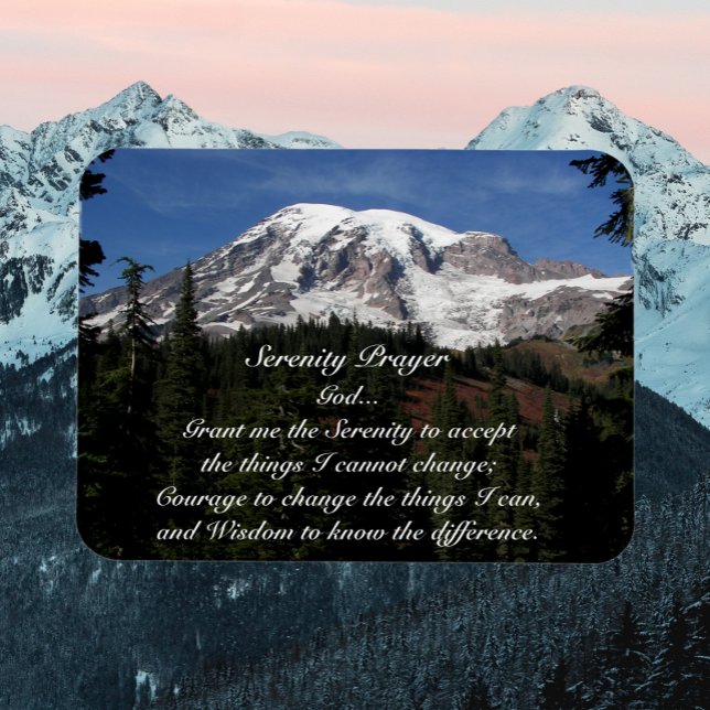 Magnet Flexible Serenity Prière Mont Rainier Photo (Mountains Background)