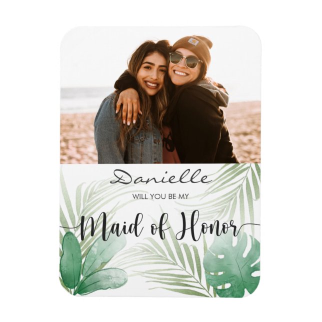 Magnet Flexible Serez-vous ma femme d'honneur Tropical Green Magne (Vertical)