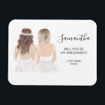 Magnet Flexible Serez-vous mon aimant de servante d'honneur ?<br><div class="desc">Simple et classique : "Serez-vous ma demoiselle d'honneur ?" avec un aimant représentant une femme d'honneur. Customisez le nom et le rôle à votre préférence.</div>