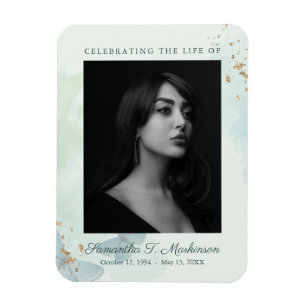 Magnet Flexible Services funéraires aux papillons d'aquarelle vert