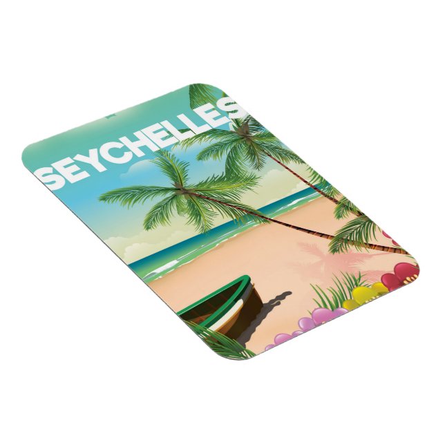 Magnet Flexible Seychelles beach travel poster (Côté Droit)