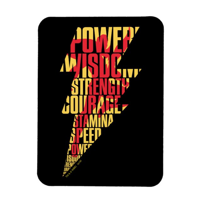 Magnet Flexible SHAZAM ! | Shazam Capacités Éclair Graphique (Vertical)