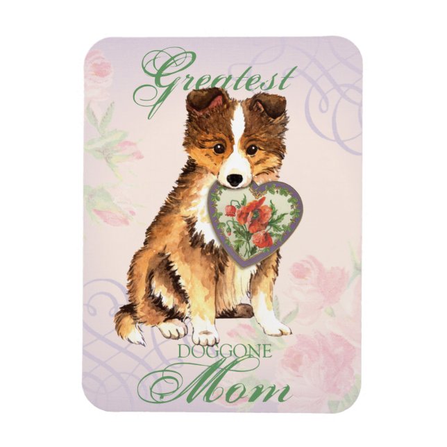 Magnet Flexible Sheltie Heart Maman (Vertical)