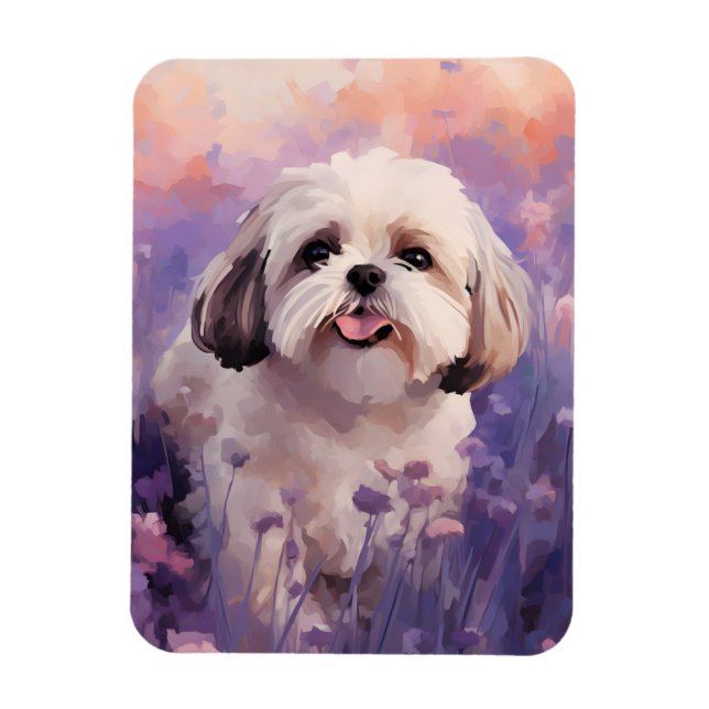 Magnet Flexible Shih Tzu dans le champ Lavender (Vertical)