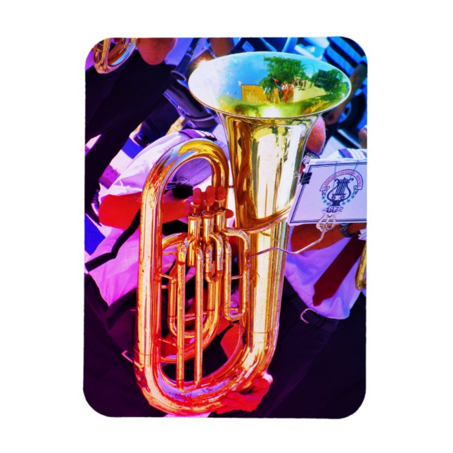 Magnet Flexible Shiny Tuba Slanted Perspective Brass Band (Vertical)